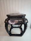 Vintage Chinese Black Lacquered Wooden Stool Side Table See Pics Read