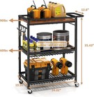 Microwave Kitchen Cart With Push Handle 3 Tier Rolling Storage