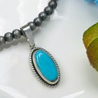 Vintage Turquoise Pendant Sterling Silver 925 Navajo Pearl Southwest Boho Style