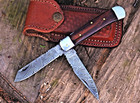 Custom Made Hand Forged Damascus Steel Trapper Folding Pocket Knife 693