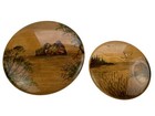 2 Myrtlewood Hand Painted Art Oregon Myrtlewood Wall Plaque