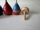 5 Vintage Wood Plastic Spinning Top Collection