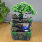 Water Fountain Tabletop Indoor Small Rock Waterfall Zen Decor With Led Light