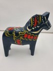 Vintage Swedish Dala Horse Blue Hand Painted Wood Nils Olsson 10  Folk Art