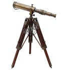 Nautical Brass Telescope W  Wooden Tripod Stand Home Office Gifts Vintage Decor