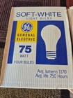 Vtg Ge Soft White 75 Watt Lightbulbs 3ct Lot Of  4 Pack New Old Stock Soft  12 