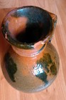 Antique Romanian Country Transylvania Pitcher Folk Art Pottery Clay Jug Pot Deco
