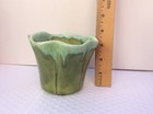 Vtg Drip Glaze Green Flower Planter Pot Ceramic Dh-43 Usa 3 5 In