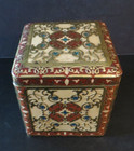 Vintage Decorative Tin Box Hinged Litho England Gold Rust Ivory