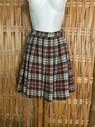 Vtg 60s Hand Made Wool Blend Plaid Short Skirt Pleats Kid Junior Smal Woman Xs s