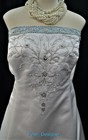 Alfred Angelo White Robin Egg Blue Satin Bead 865209 Wedding Gown Dress 22w New