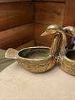Vintage Solid Brass Double Swan Intertwined Planter dish 5    Long