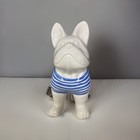 Ceramic French Bulldog White With Stripped Shirt Statue 6 25    Tall