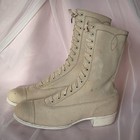 Antique 1900s Edwardian Cream Canvas Children   s Boots As Is Fair Condition