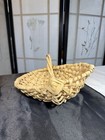 Vtg Hand Woven Gathering Egg Basket Rustic Buttock Gods Eye Knot 6 5 X 9 5 In