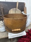 Antique Primitive Bent Wood Metal handle No Lid Pantry Box Round