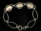 Vintage Horse fox Hunting Reverse Painted Crystal Glass Bracelet Silver Tone