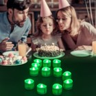12pcs Green Led Tea Lights With Timer  Flickering Flameless Tealights Battery   