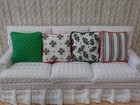 Dollhouse Miniature Handmade Set Of 8 Christmas Throw Pillows cushions