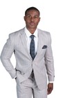 Slim Fit 2 Button Mens Blazer Pinstripe Tan Blue Line Notch Lapel Jacket Azar