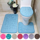 3 Piece Bathroom Rug Set Soft Non Slip Toilet Lid Cover Bath Mat Contour Rug    