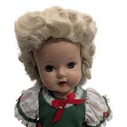 Vintage 19  Doll Blonde Hard Plastic Christmas Dress Doll Sleepy Eyes Unmarked