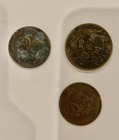 Lot Of 3 Antique Chinese Copper Coins - Qing Dynasty   Republic Era Cash Coins