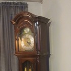 Traditional Mahogany Grandfather Clock Crowned Top Westminster Chime Wood
