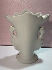 Vintage Belgium Porcelain Fan Vase White Gold Gilt Ornate Mantle Vase 6  20948
