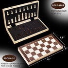 15 Inches Magnetic Wooden Chess Set - 2 Extra Queens - Folding Board - Pieces   