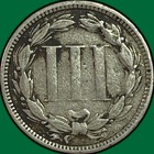 1873 Closed 3 Three Cent Nickel Very Fine Vf Coin  Corrosion  50385