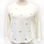 Talbots Plus Ivory Bows Long Sleeve Sweatshirt Tee Shirt Top Casual 0x xl