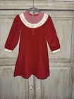 Girls Vintage Polly Flinders Dress   Red Velvet   Satin   Lace   Pearl   Size 5