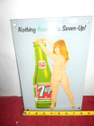 Vintage 8 X 12 In Sexy Lady 7up Soda Pop Adv  Sign Heavy Metal Porcelain    945