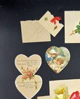Lot Of  9  Vintage antique Handmade Valentine Die Cut Victorian Scrap Ribbon Etc