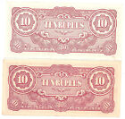 Two Japanese Occupation Burma Ten Rupees--p-16a   P-16b 