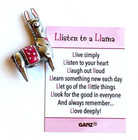 Ganz  listen To A Llama  Pocket Token Charm With Poem Card