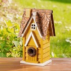 Gh90085 Hanging Distressed Wooden Garden Cottage Birdhouse  Yellow