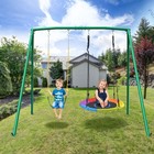 440lb Metal Swing Set Heavy Duty Kids Backyard Play With 2 Swing Metal Frame Set