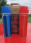 Vintage Picnic Set With 2 Thermos Bottles Lunch Box Plaid Bag Cups