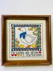 Vintage Wood Framed Handmade Cross-stitch 6 X 6 Goose I Like The Best Golden Egg