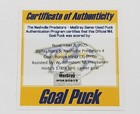 11-8-25 Roope Hintz Dallas Stars   Nashville Predators Nhl Game Used Goal Puck