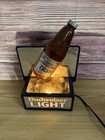 Vintage 90s Budweiser Light Beer Lighted Bottle On Ice Sign Bar Tabletop Working
