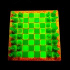 Handmade Glow In The Dark Resin Chess Set Neon Green Uv Reactive Board   Pieces