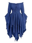 Women Renaissance Dress Medieval Corset Dress Gothic Costume Large Navy Blue