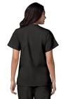 Adar Women Doctor Nurse Short Sleeve Snap Front V Neck Double Pocket Scrub Top