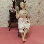 Dollhouse Miniature Vintage Porcelain Doll By Artist Lynne Brown  signed 