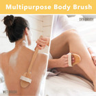 Premium Natural Bristle Wooden Bath Shower Body Back Dry Skin Brush Spa Scrubber
