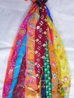 Amz Sari Silk Ribbon Yarn Strips Georgette Fabric Remnant 21 Yards Embroidered