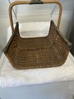 Vintage Large Woven Wicker Basket W  Handle Gathering Market Harvest Decorative